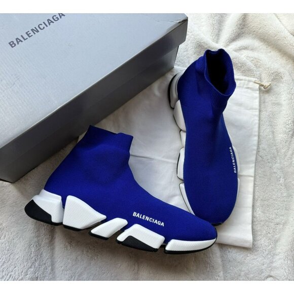 Balenciaga Dark Blue Speed Runners Sneakers - Picture 1 of 4